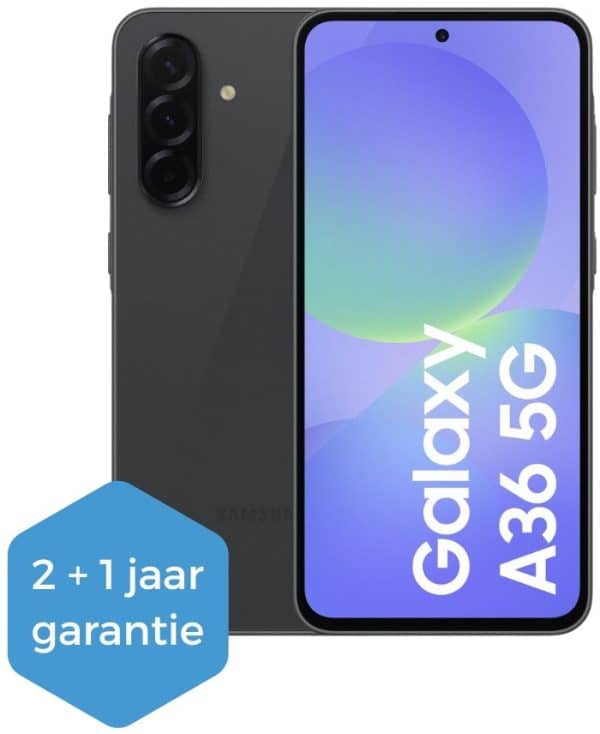 Samsung Galaxy A36 5G - 256GB - Awesome Black – voor- en achteraanzicht