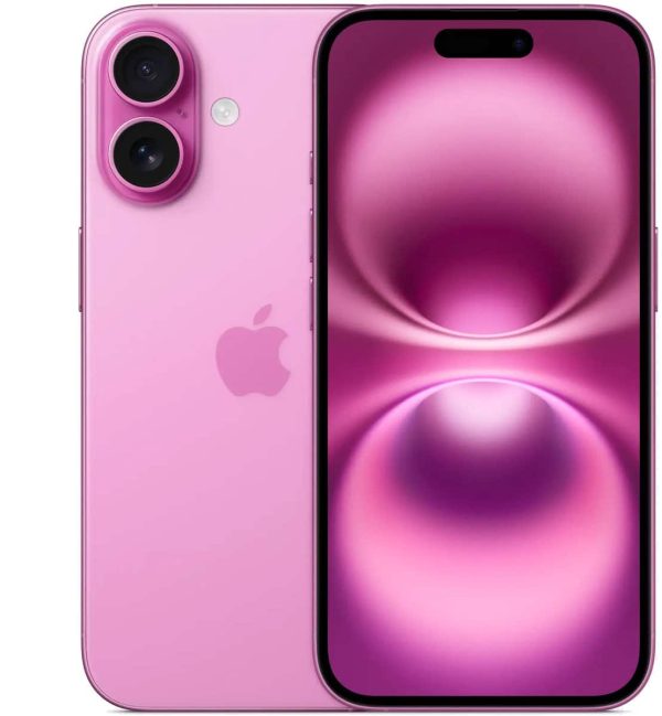 Apple iPhone 16 - 128GB - Roze – voor- en achteraanzicht