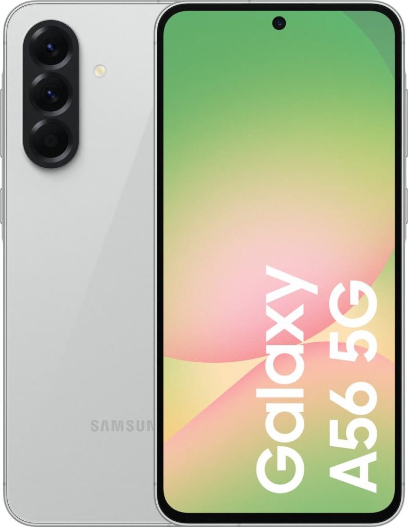 Samsung Galaxy A56 5G – 128GB – Awesome Light Gray – voor- en achteraanzicht