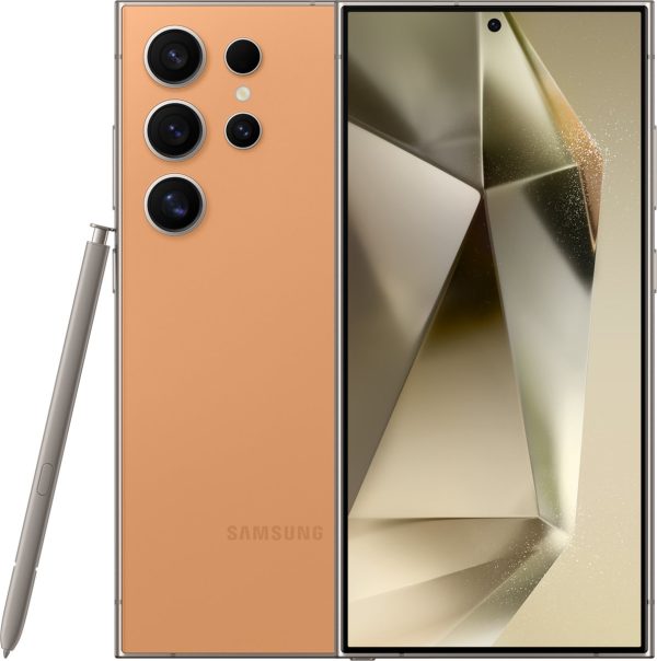Samsung Galaxy S24 Ultra 5G - 256GB - Titanium Orange – voor- en achteraanzicht