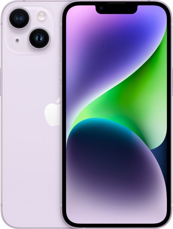 Apple iPhone 14 - 256GB - Paars – voor- en achteraanzicht