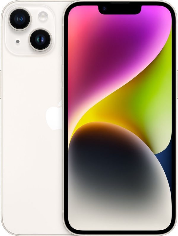 Apple iPhone 14 – 128GB – Starlight – voor- en achteraanzicht