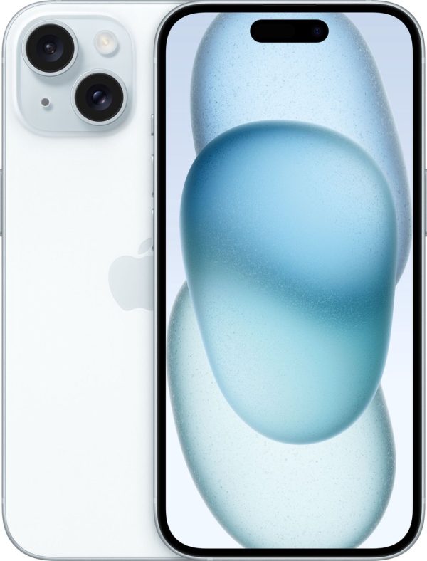 Apple iPhone 15 - 128GB - Blauw – voor- en achteraanzicht