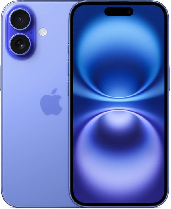 Apple iPhone 16 - 512GB - Blauw – voor- en achteraanzicht