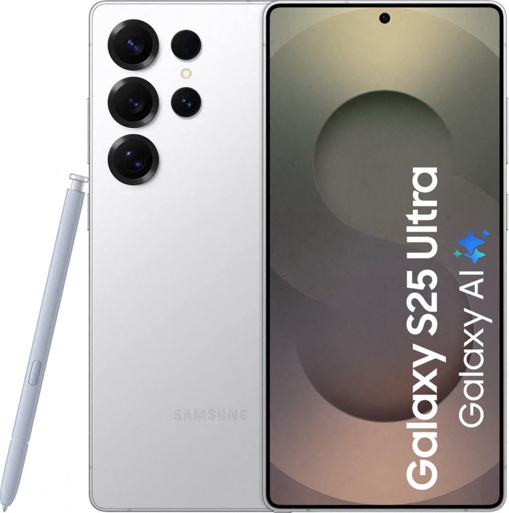 Samsung Galaxy S25 Ultra 5G - 256GB - Titanium White Silver – voor- en achteraanzicht