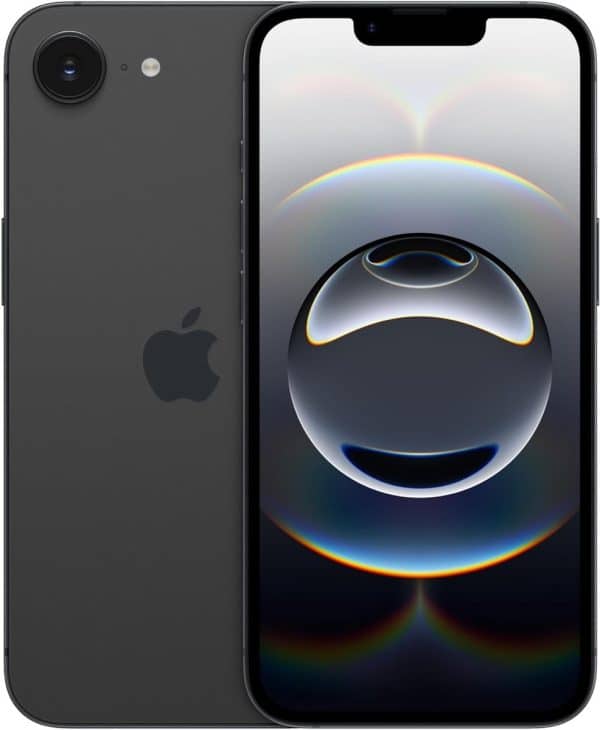 Apple iPhone 16e - 128GB - Zwart – voor- en achteraanzicht