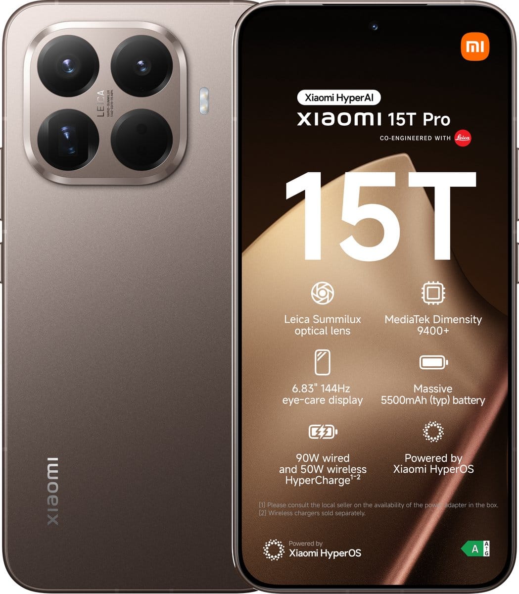 Xiaomi 15T Pro - 12GB/512GB - Grijs – voor- en achteraanzicht