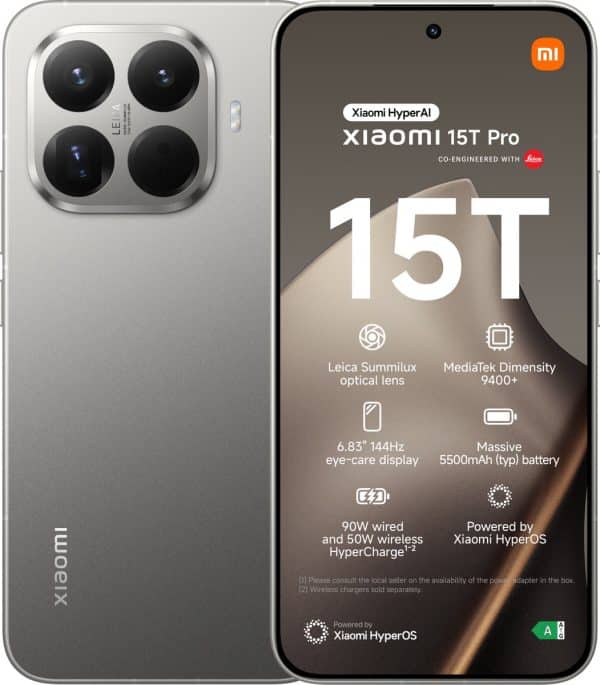 Xiaomi 15T Pro - 12GB/512GB - Grijs – voor- en achteraanzicht
