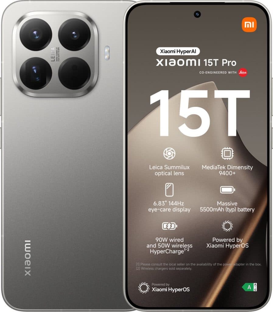 xiaomi 15t pro 12gb/256gb grijs voor- en achteraanzicht