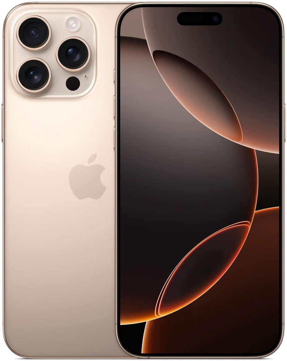 Apple iPhone 16 Pro Max - 256GB - Desert Titanium – voor- en achteraanzicht