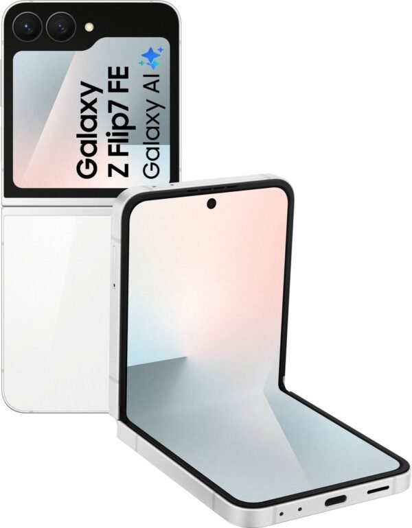 Samsung Galaxy Z Flip7 FE 5G – 256GB – Wit – voor- en achteraanzicht