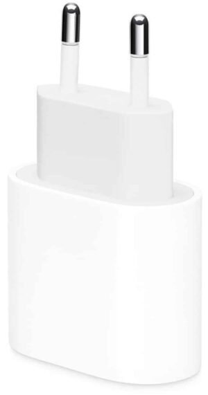 Apple 20W Power adapter - USB-C aansluiting - Snellader iPhone - Wit - schuinaanzicht