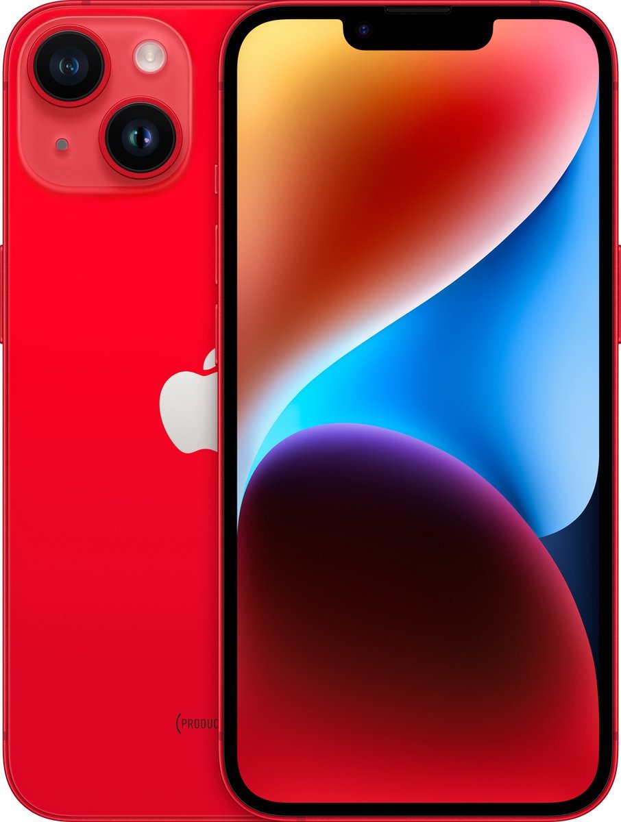 Apple iPhone 14 – 128GB – Rood – voor- en achteraanzicht