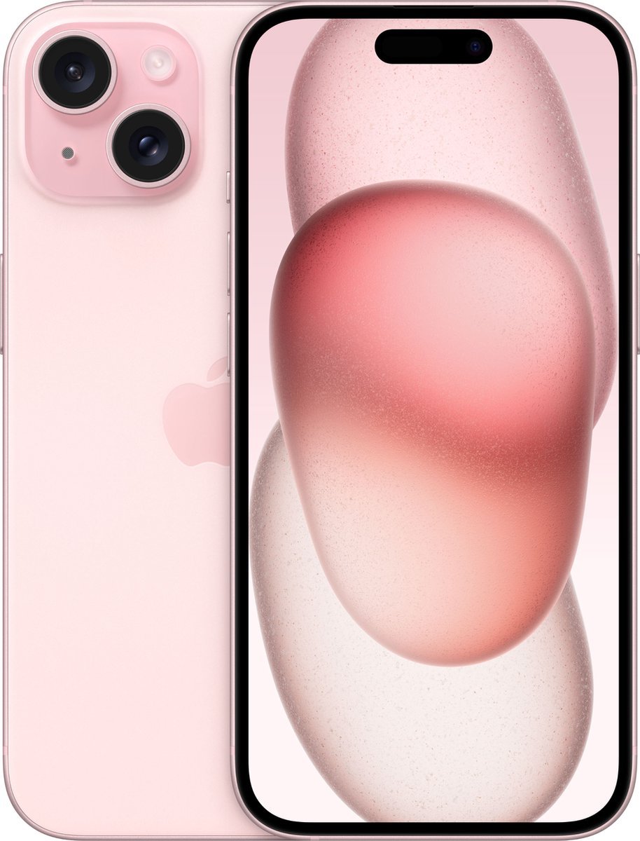 Apple iPhone 15 – 512GB – Roze – voor- en achteraanzicht