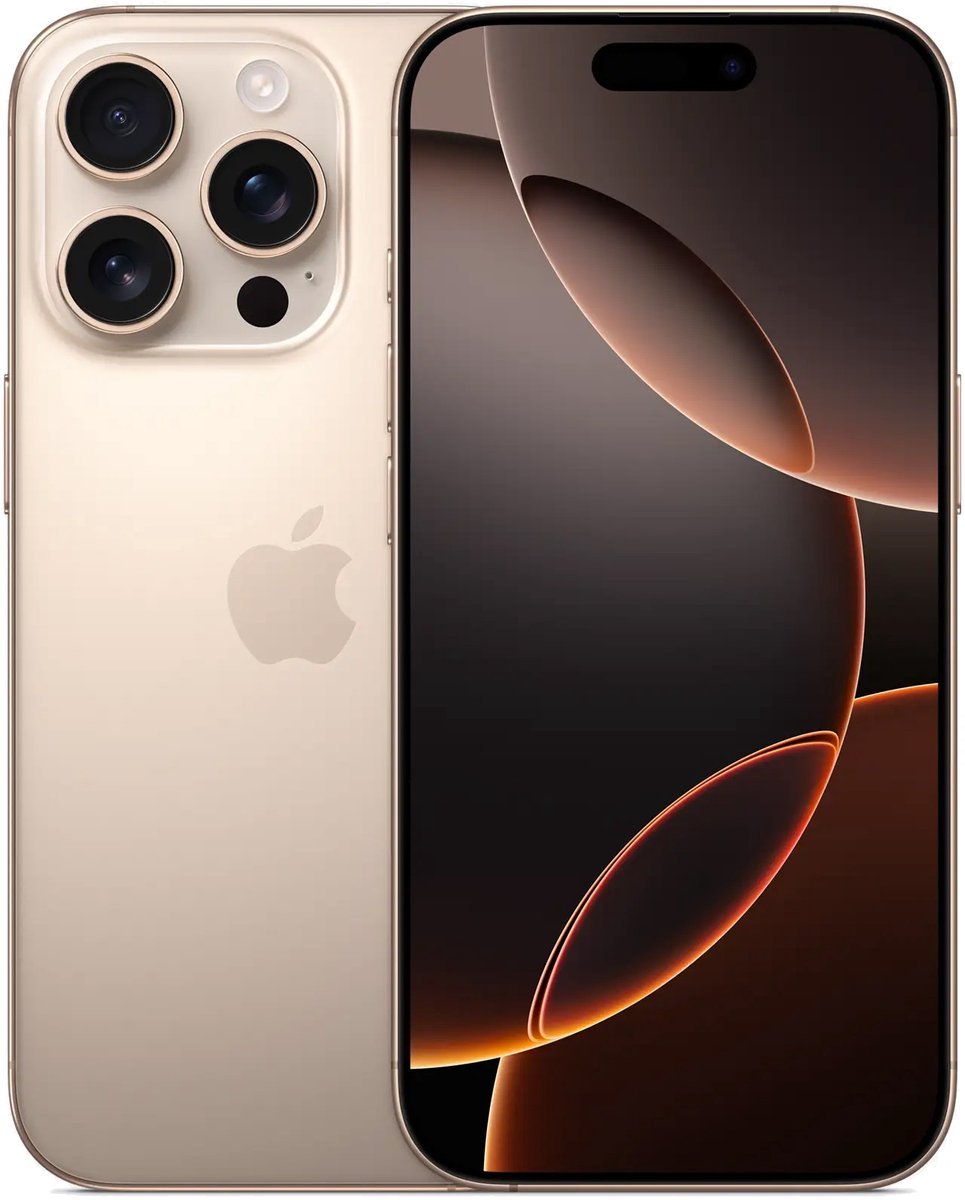Apple iPhone 16 Pro - 256GB - Desert Titanium – voor- en achteraanzicht