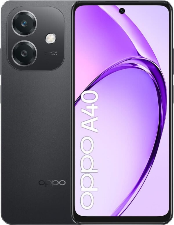 OPPO A40 - 128GB - Zwart – voor- en achteraanzicht