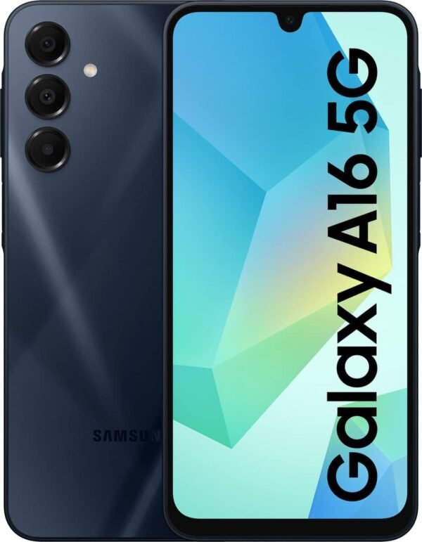 Samsung Galaxy A16 5G – 256GB – Blauw Zwart – voor- en achteraanzicht