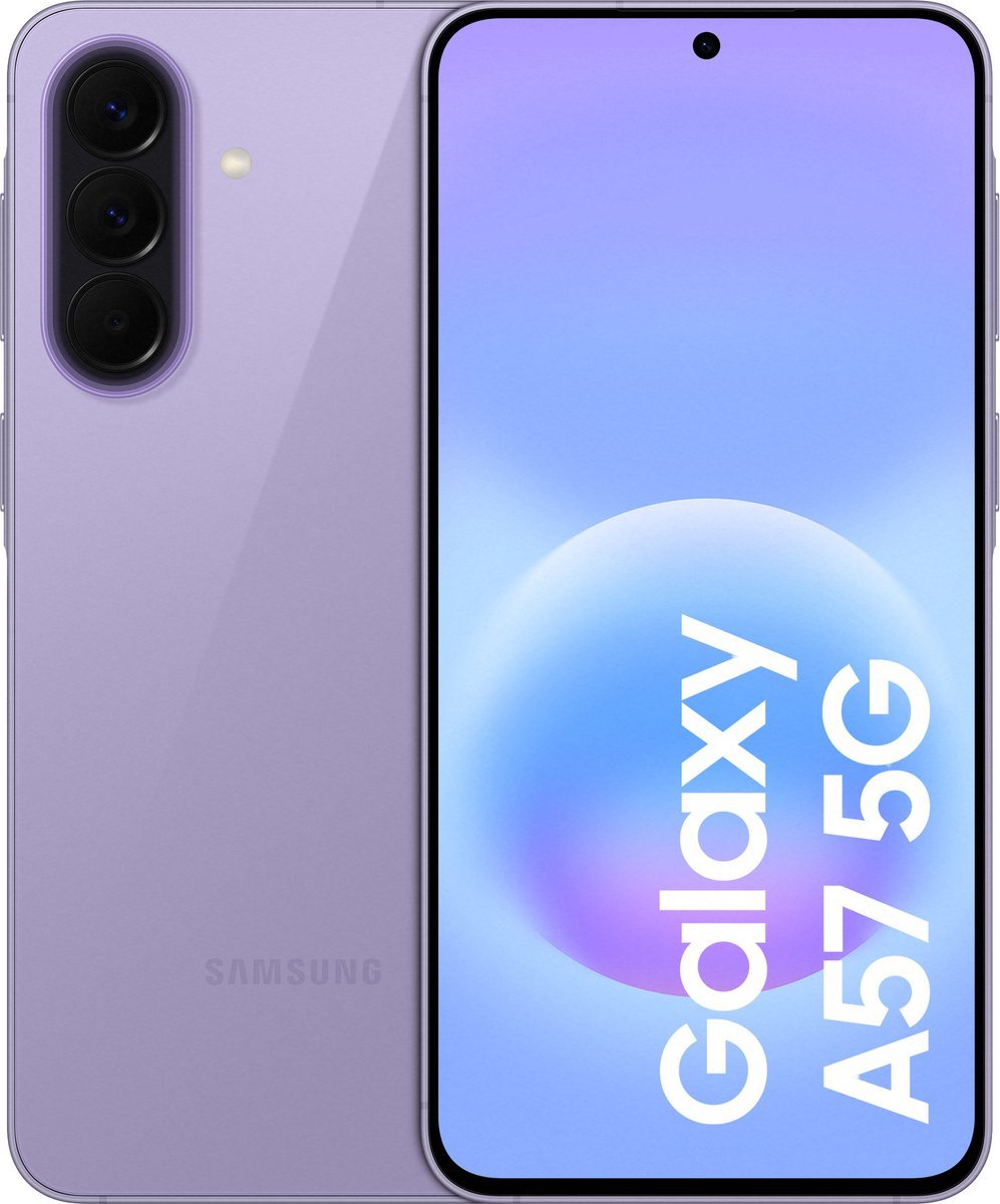 Samsung Galaxy A57 5G - 512GB - Awesome Lilac – voor- en achteraanzicht