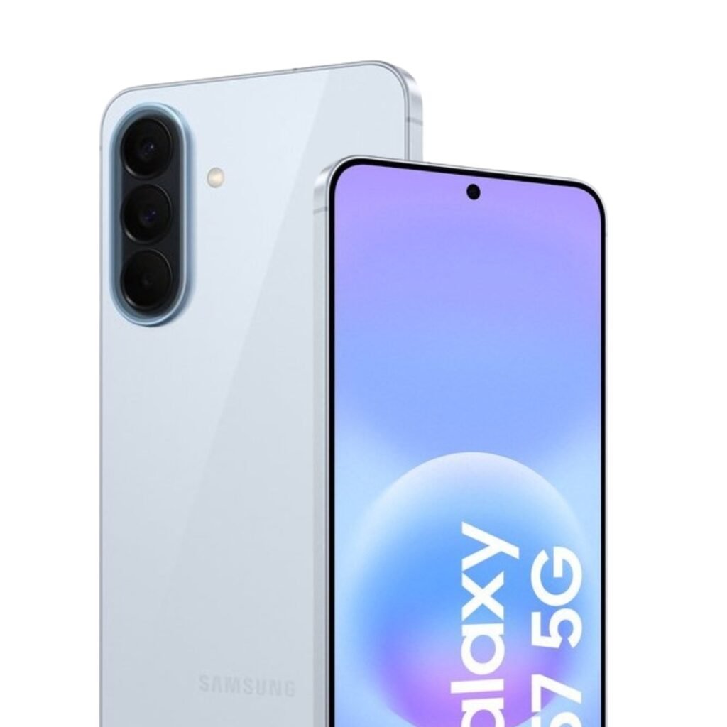 Samsung Galaxy A57 5G - 512GB - Lichtblauw – voor- en achteraanzicht