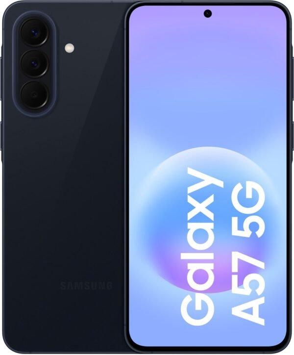 Samsung Galaxy A57 5G - 512GB - Navy – voor- en achteraanzicht