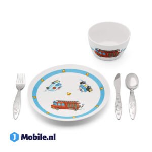 Zilverstad Kinderservies Hulpdiensten 5-delig Porselein/RVS