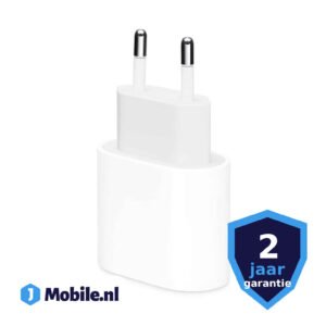 Apple 20W Power adapter - USB-C aansluiting - Snellader iPhone - Wit - schuinaanzicht